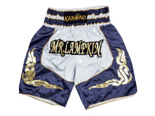 Custom Boxing Trunks  : KNBXCUST-2043-White-Navy